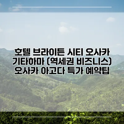 호텔 브라이튼 시티 오사카 기타하마 (역세권 비즈니스) 오사카 아고다 특가 예약팁