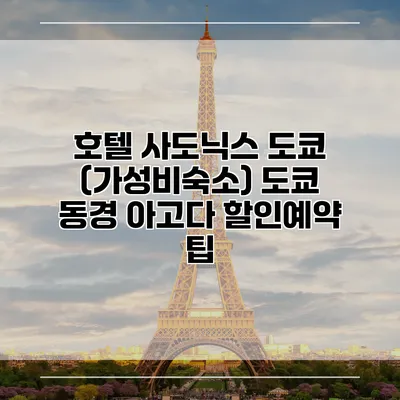 호텔 사도닉스 도쿄 (가성비숙소) 도쿄 동경 아고다 할인예약 팁