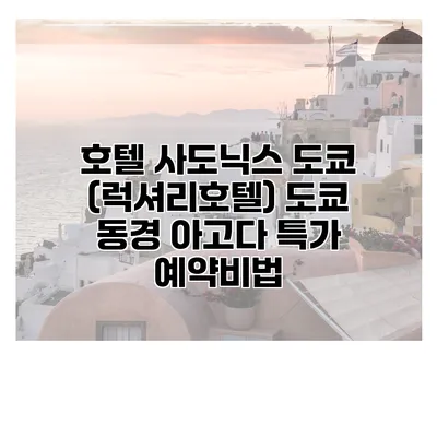 호텔 사도닉스 도쿄 (럭셔리호텔) 도쿄 동경 아고다 특가 예약비법
