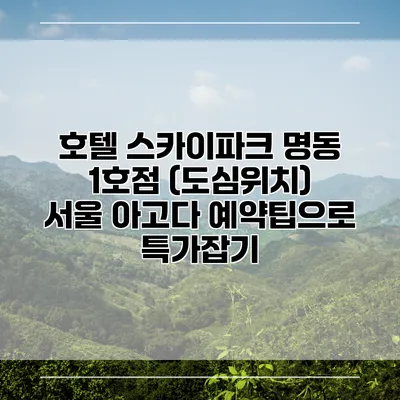 호텔 스카이파크 명동 1호점 (도심위치) 서울 아고다 예약팁으로 특가잡기