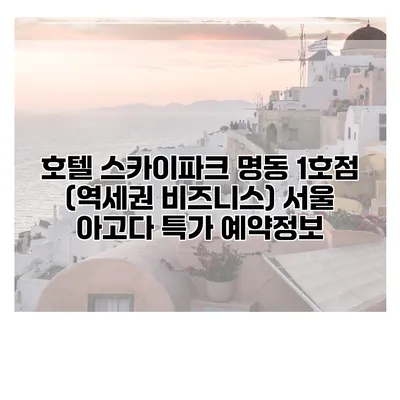 호텔 스카이파크 명동 1호점 (역세권 비즈니스) 서울 아고다 특가 예약정보