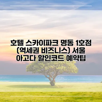 호텔 스카이파크 명동 1호점 (역세권 비즈니스) 서울 아고다 할인코드 예약팁