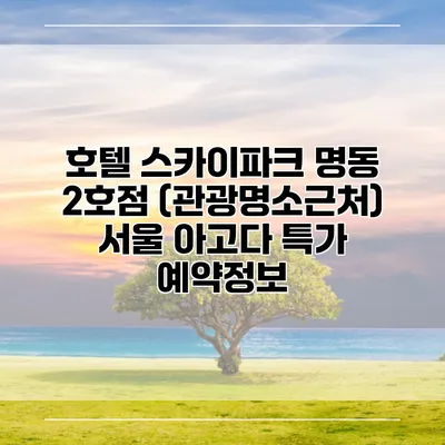 호텔 스카이파크 명동 2호점 (관광명소근처) 서울 아고다 특가 예약정보