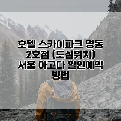 호텔 스카이파크 명동 2호점 (도심위치) 서울 아고다 할인예약 방법