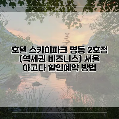 호텔 스카이파크 명동 2호점 (역세권 비즈니스) 서울 아고다 할인예약 방법