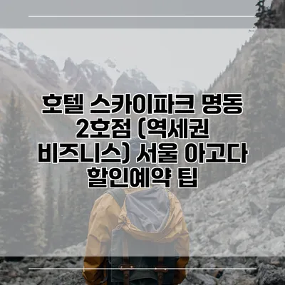 호텔 스카이파크 명동 2호점 (역세권 비즈니스) 서울 아고다 할인예약 팁