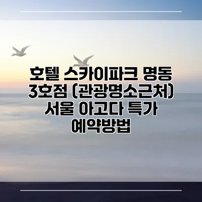 호텔 스카이파크 명동 3호점 (관광명소근처) 서울 아고다 특가 예약방법
