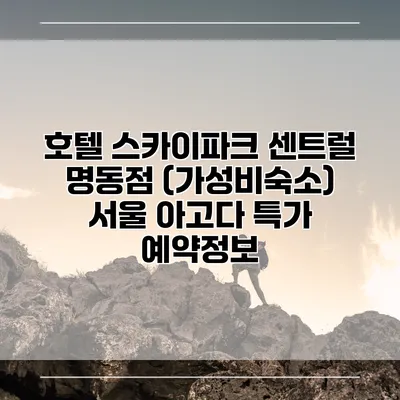호텔 스카이파크 센트럴 명동점 (가성비숙소) 서울 아고다 특가 예약정보