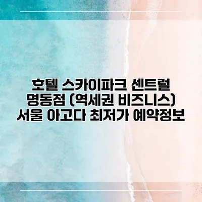 호텔 스카이파크 센트럴 명동점 (역세권 비즈니스) 서울 아고다 최저가 예약정보
