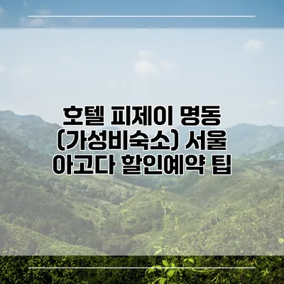호텔 피제이 명동 (가성비숙소) 서울 아고다 할인예약 팁