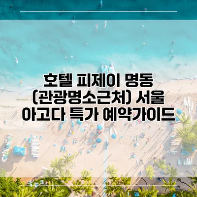 호텔 피제이 명동 (관광명소근처) 서울 아고다 특가 예약가이드