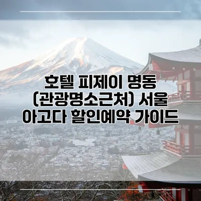 호텔 피제이 명동 (관광명소근처) 서울 아고다 할인예약 가이드