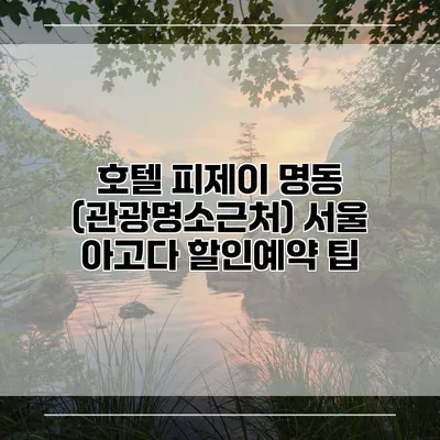 호텔 피제이 명동 (관광명소근처) 서울 아고다 할인예약 팁